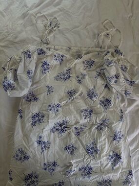 ASOS White Mini Dress with Blue Floral Print